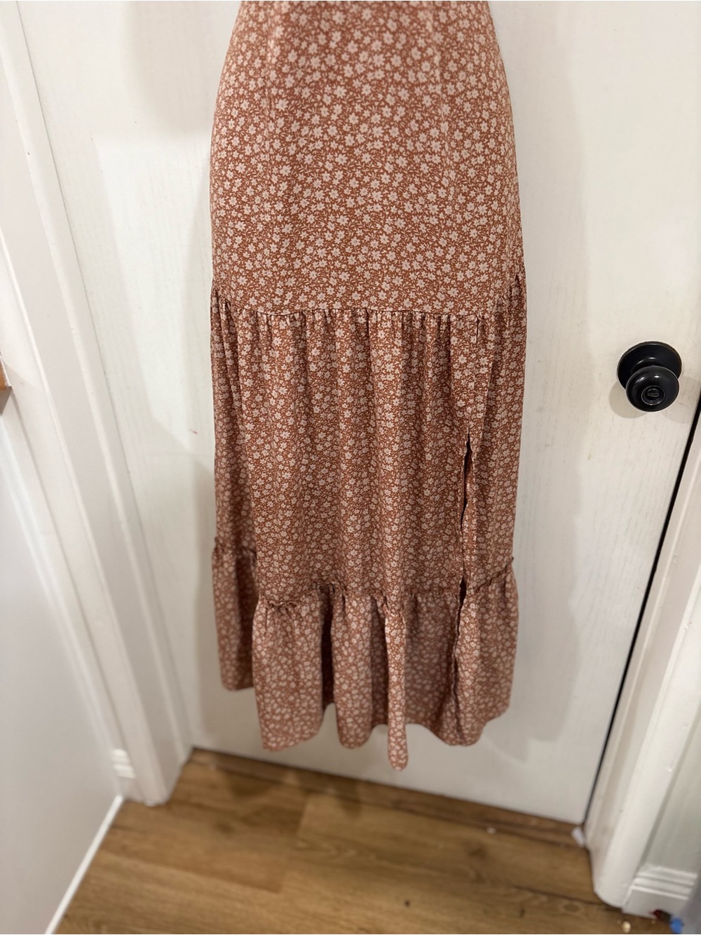 Blush bohemian beach flowy Strap Rust Brown Floral Maxi Dress - Picture 5 of 6